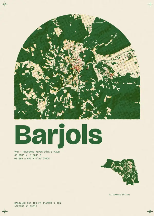 Affiche de Barjols, calculée par 123-fr d'après l'IGN