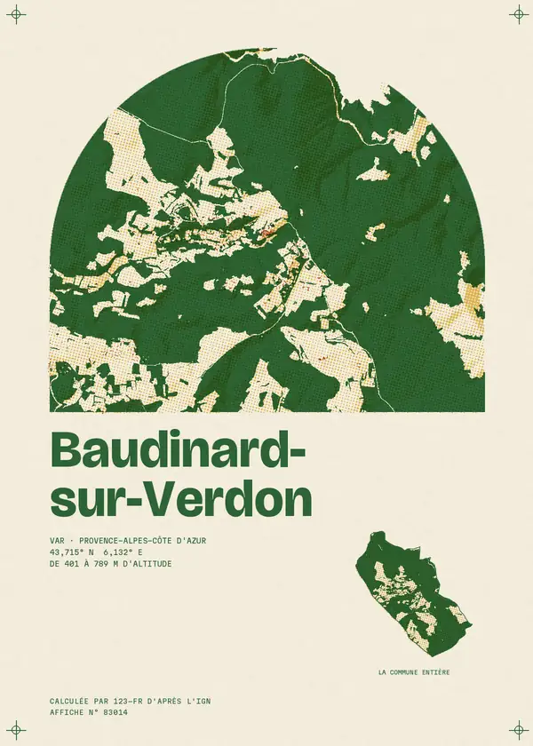 Affiche de Baudinard-sur-Verdon, calculée par 123-fr d'après l'IGN