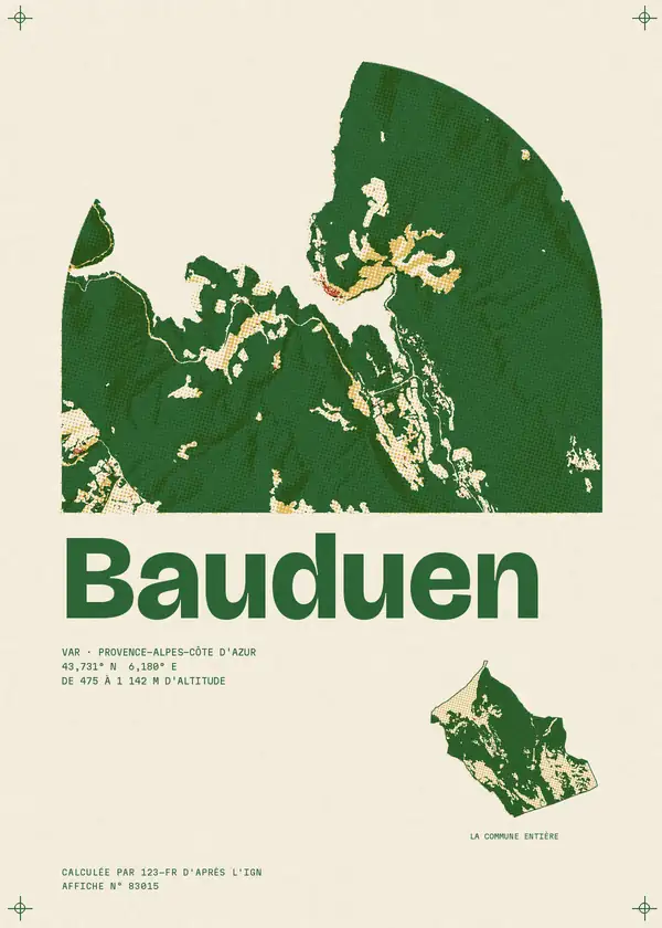 Affiche de Bauduen, calculée par 123-fr d'après l'IGN