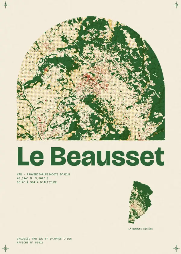 Affiche de Le Beausset, calculée par 123-fr d'après l'IGN