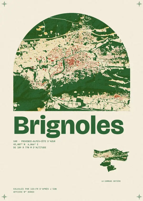 Affiche de Brignoles, calculée par 123-fr d'après l'IGN