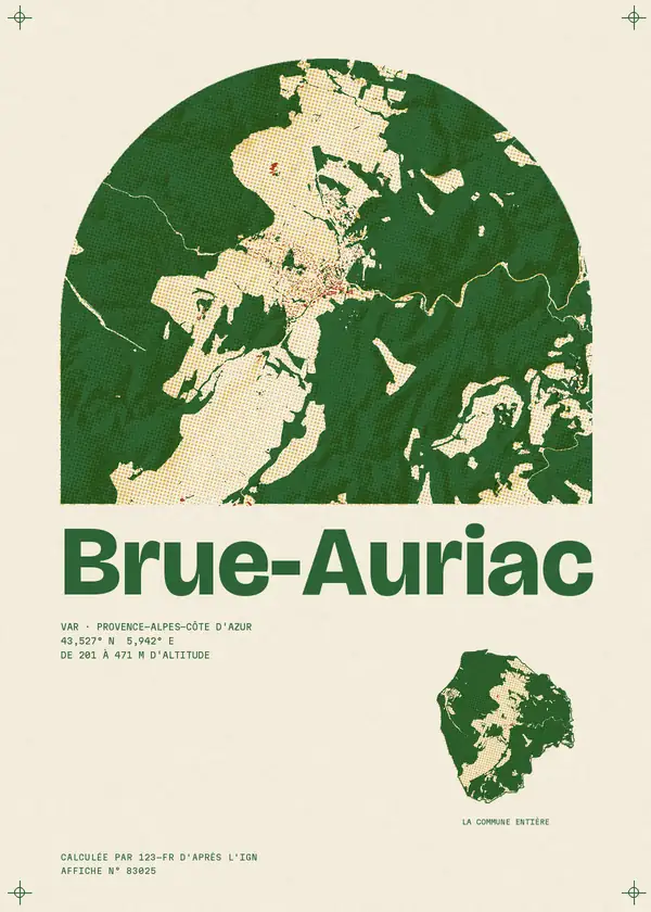 Affiche de Brue-Auriac, calculée par 123-fr d'après l'IGN