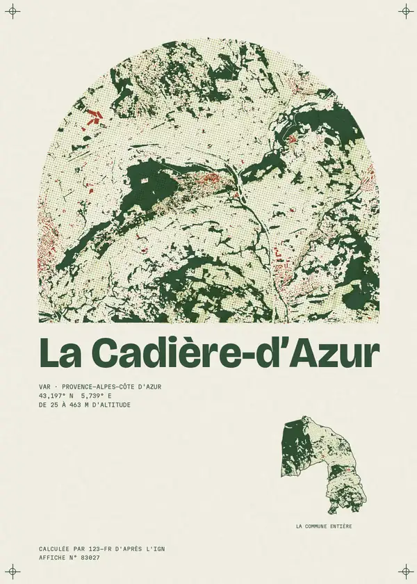 Affiche de La Cadière-d'Azur, calculée par 123-fr d'après l'IGN