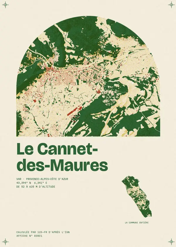 Affiche de Le Cannet-des-Maures, calculée d'après l'IGN