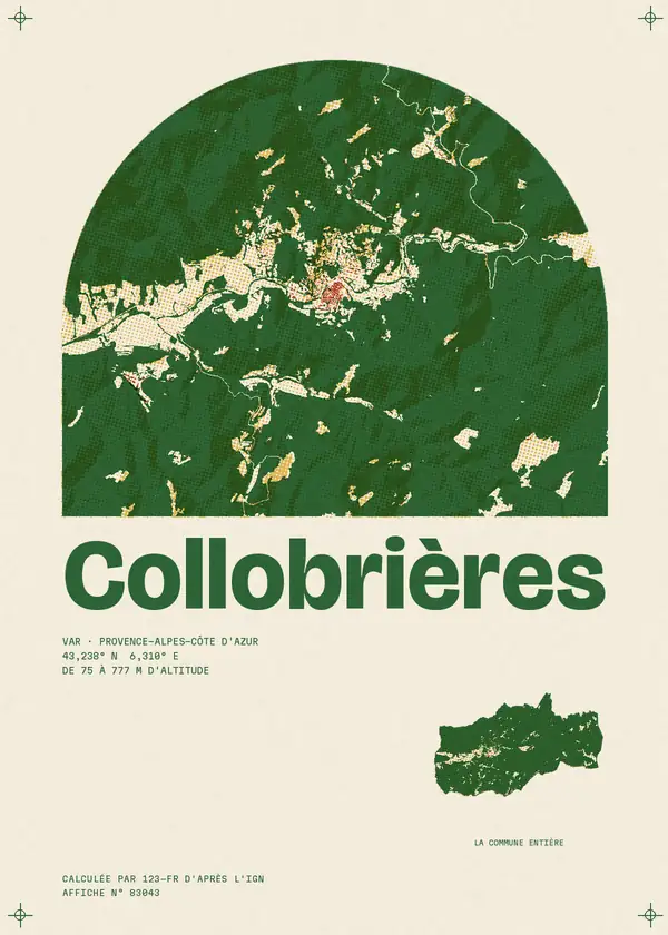Affiche de Collobrières, calculée par 123-fr d'après l'IGN