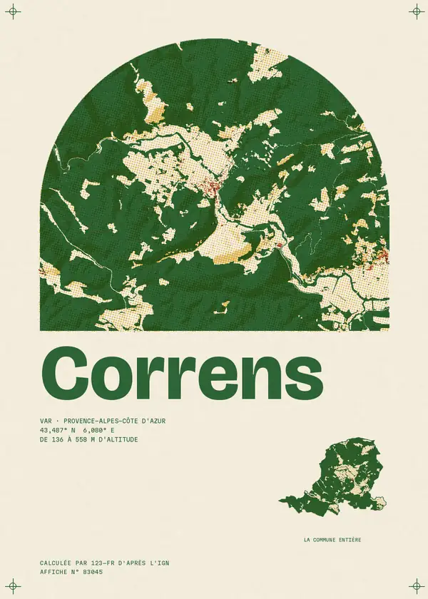 Affiche de Correns, calculée par 123-fr d'après l'IGN
