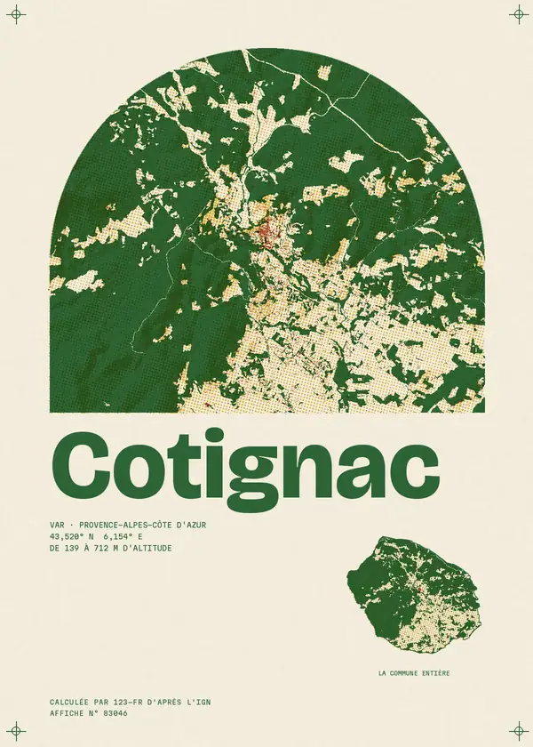 Affiche de Cotignac, calculée par 123-fr d'après l'IGN