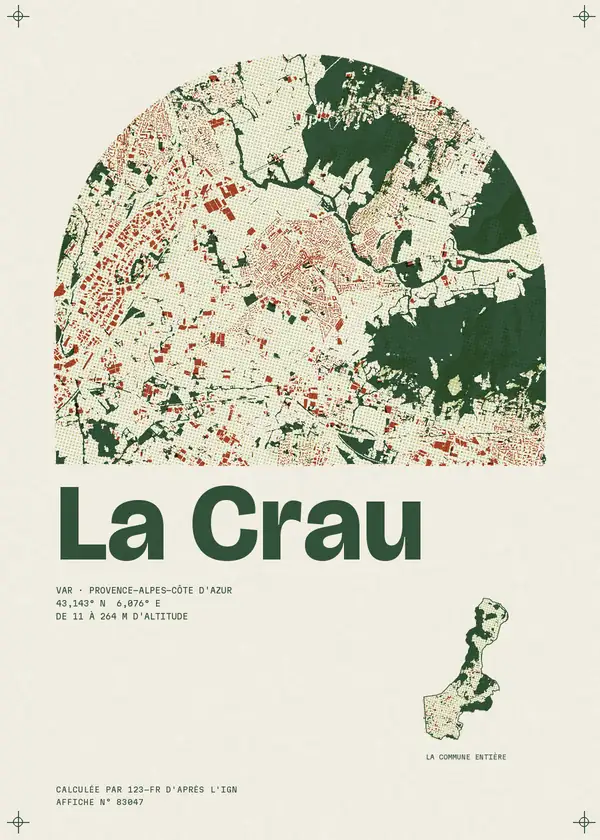 Affiche de La Crau, calculée par 123-fr d'après l'IGN