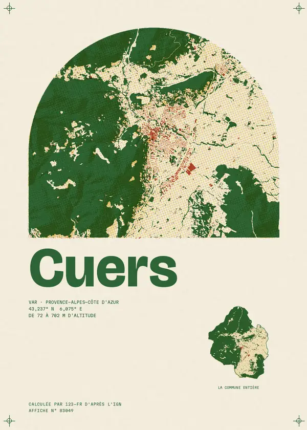 Affiche de Cuers, calculée par 123-fr d'après l'IGN