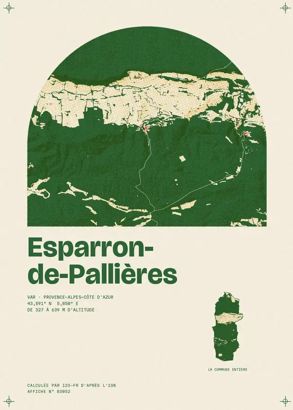 Affiche de Esparron-de-Pallières, calculée par 123-fr d'après l'IGN