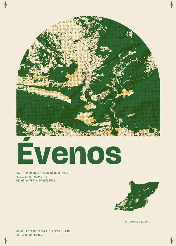 Affiche de Évenos, calculée par 123-fr d'après l'IGN