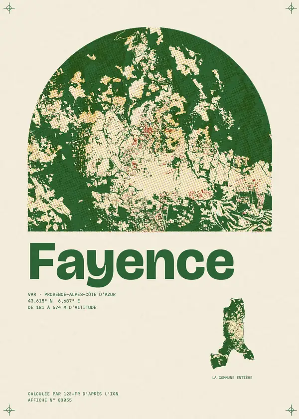Affiche de Fayence, calculée par 123-fr d'après l'IGN