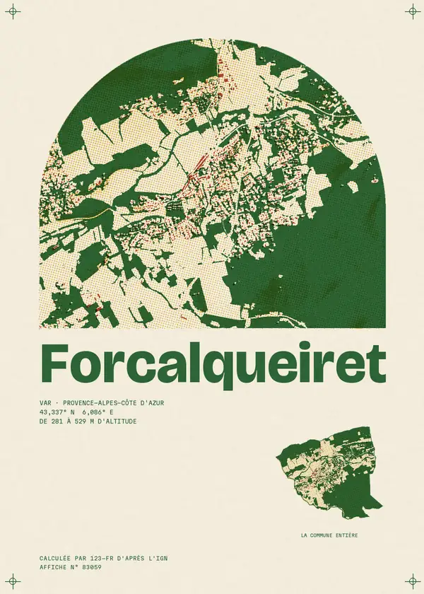 Affiche de Forcalqueiret, calculée par 123-fr d'après l'IGN