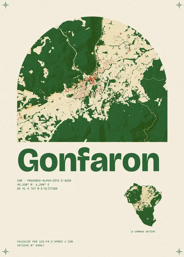Affiche de Gonfaron, calculée par 123-fr d'après l'IGN