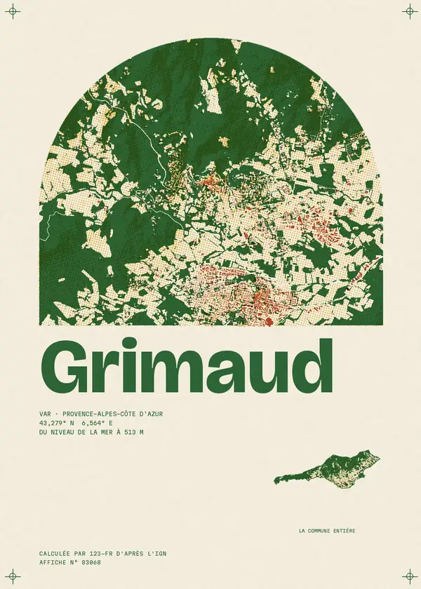Affiche de Grimaud, calculée par 123-fr d'après l'IGN