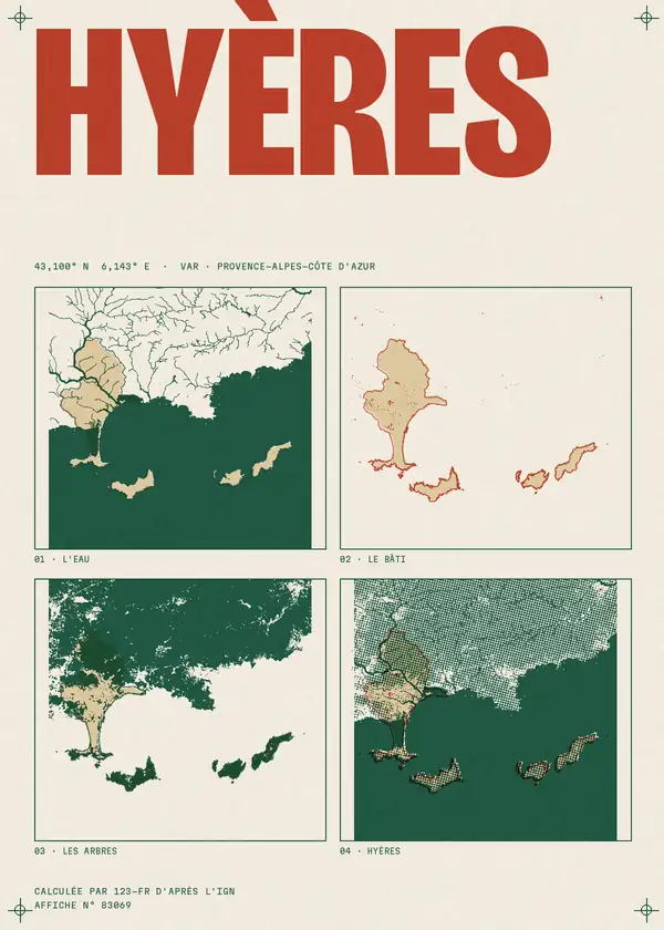 Affiche de Hyères, calculée par 123-fr d'après l'IGN