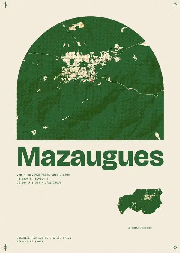 Affiche de Mazaugues, calculée par 123-fr d'après l'IGN