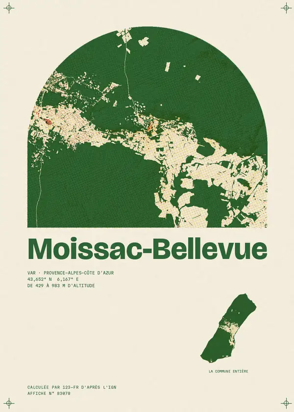 Affiche de Moissac-Bellevue, calculée par 123-fr d'après l'IGN