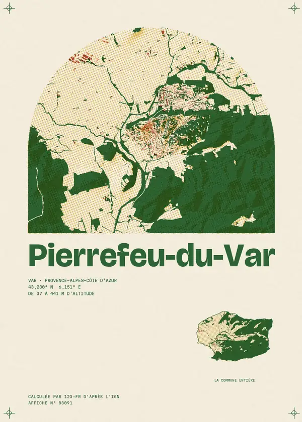 Affiche de Pierrefeu-du-Var, calculée par 123-fr d'après l'IGN