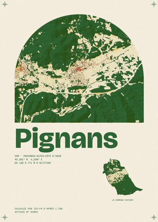 Affiche de Pignans, calculée par 123-fr d'après l'IGN