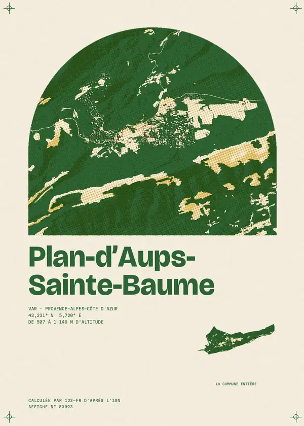Affiche de Plan-d'Aups-Sainte-Baume, calculée par 123-fr d'après l'IGN