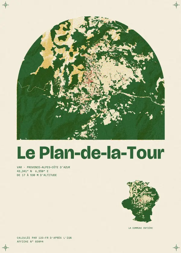 Affiche de Le Plan-de-la-Tour, calculée par 123-fr d'après l'IGN