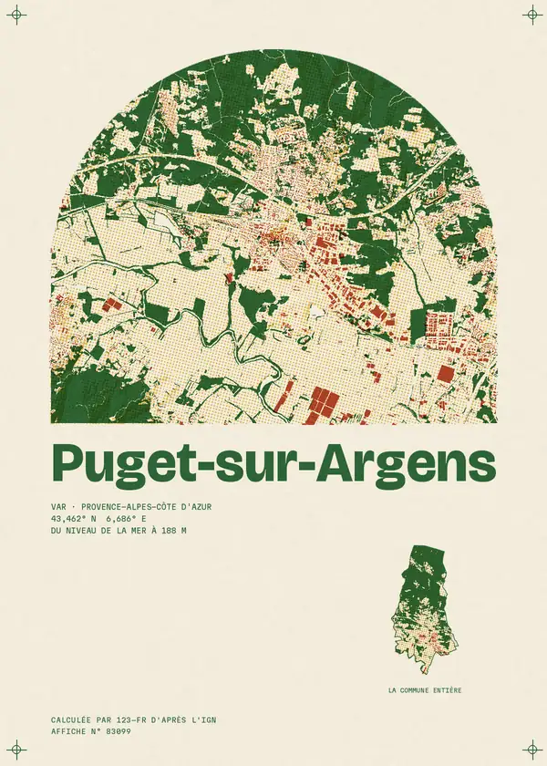 Affiche de Puget-sur-Argens, calculée par 123-fr d'après l'IGN