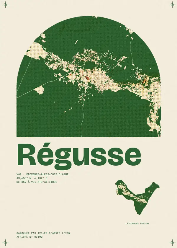 Affiche de Régusse, calculée par 123-fr d'après l'IGN