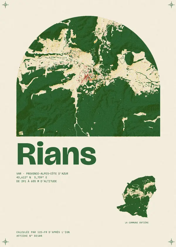 Affiche de Rians, calculée par 123-fr d'après l'IGN