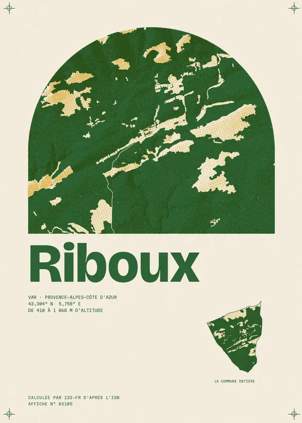 Affiche de Riboux, calculée par 123-fr d'après l'IGN
