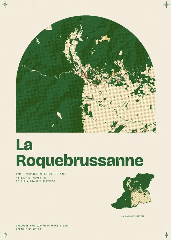 Affiche de La Roquebrussanne, calculée par 123-fr d'après l'IGN
