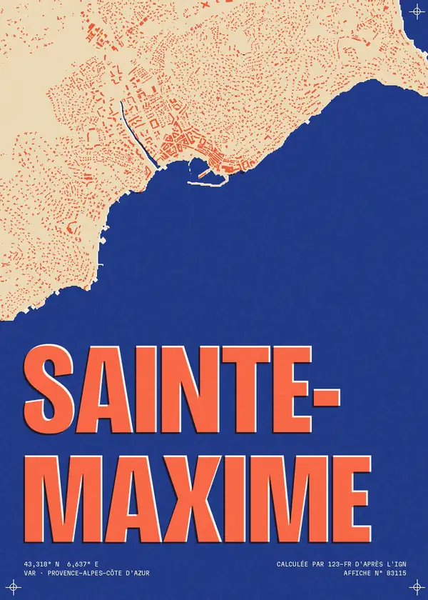 Affiche de Sainte-Maxime, calculée par 123-fr d'après l'IGN