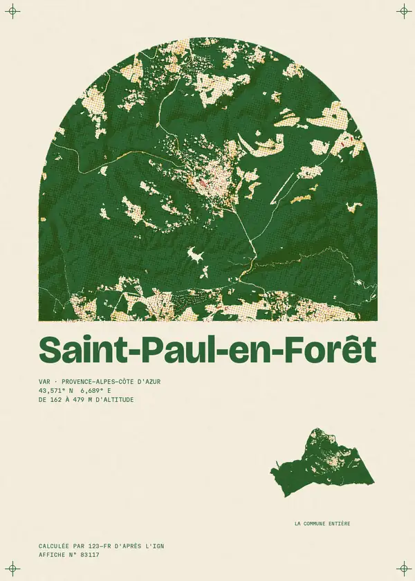 Affiche de Saint-Paul-en-Forêt, calculée par 123-fr d'après l'IGN