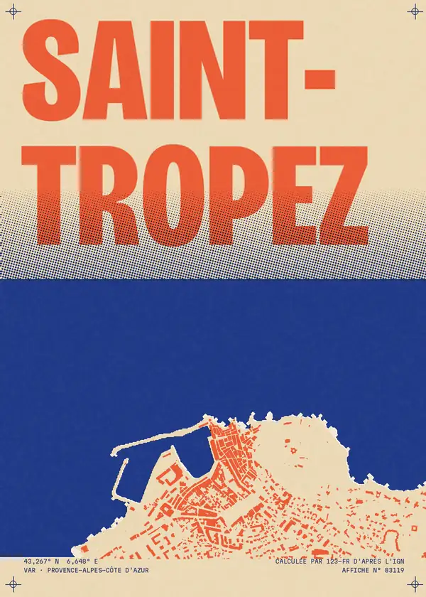 Affiche de Saint-Tropez, calculée par 123-fr d'après l'IGN