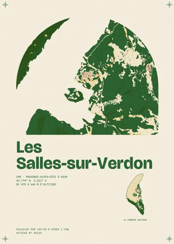 Affiche de Les Salles-sur-Verdon, calculée par 123-fr d'après l'IGN