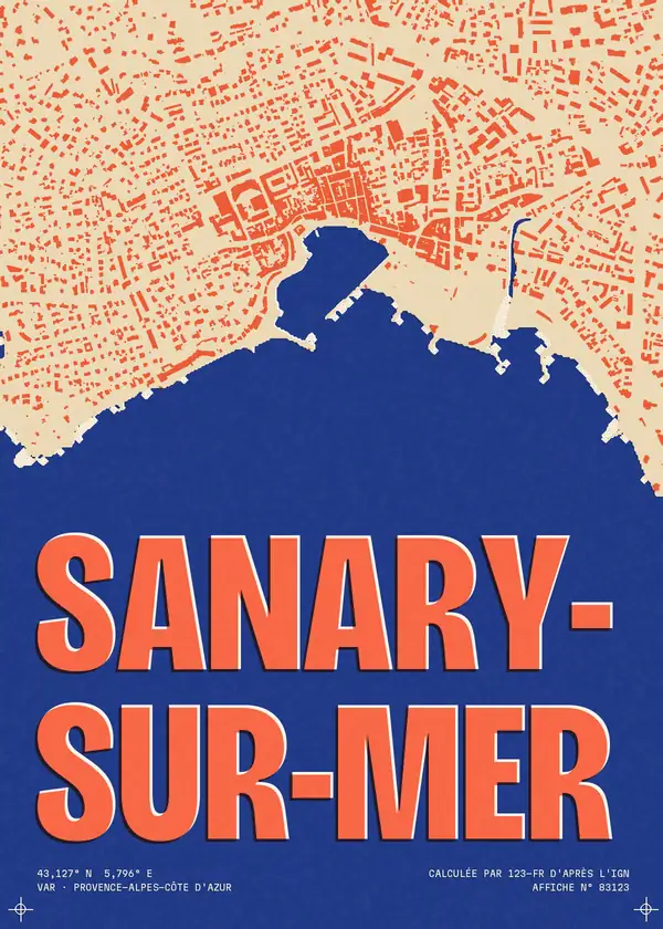 Affiche de Sanary-sur-Mer, calculée par 123-fr d'après l'IGN