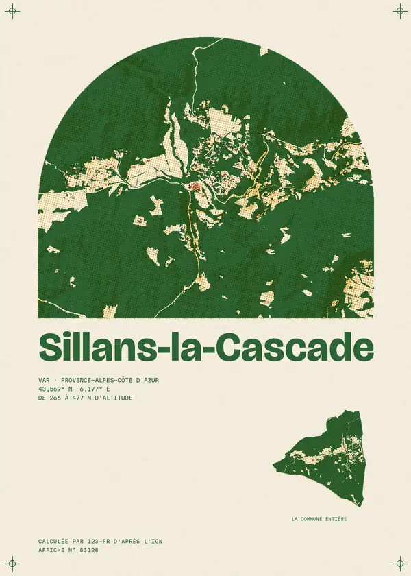 Affiche de Sillans-la-Cascade, calculée par 123-fr d'après l'IGN