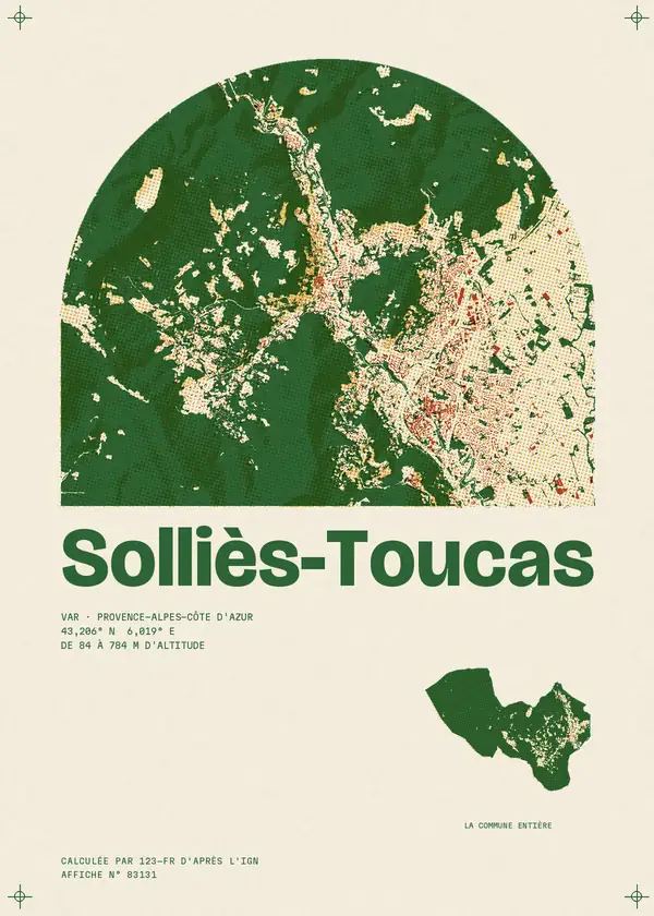 Affiche de Solliès-Toucas, calculée par 123-fr d'après l'IGN