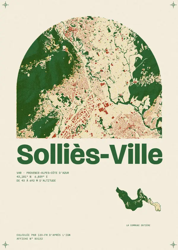 Affiche de Solliès-Ville, calculée par 123-fr d'après l'IGN