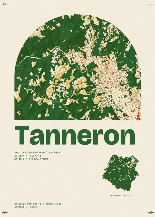 Affiche de Tanneron, calculée par 123-fr d'après l'IGN