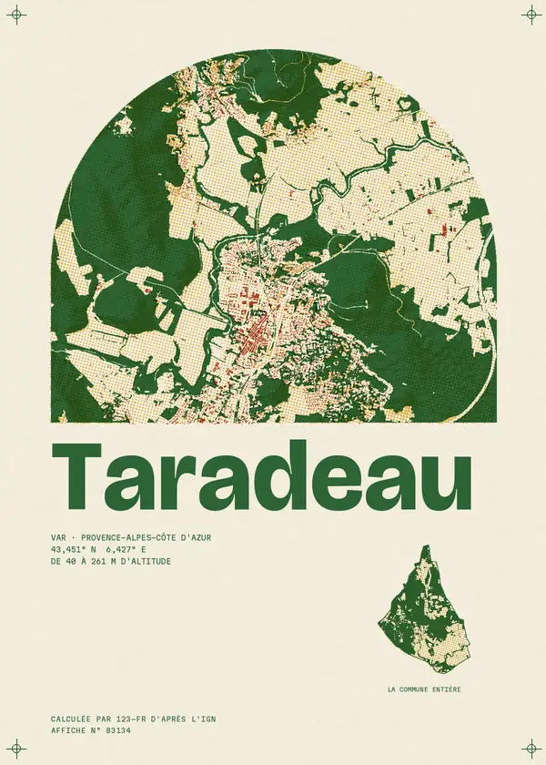 Affiche de Taradeau, calculée par 123-fr d'après l'IGN