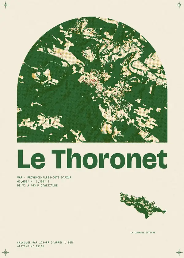 Affiche de Le Thoronet, calculée par 123-fr d'après l'IGN