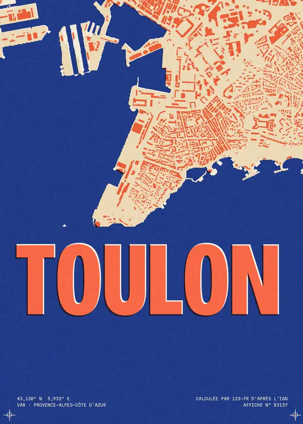 Affiche de Toulon, calculée par 123-fr d'après l'IGN