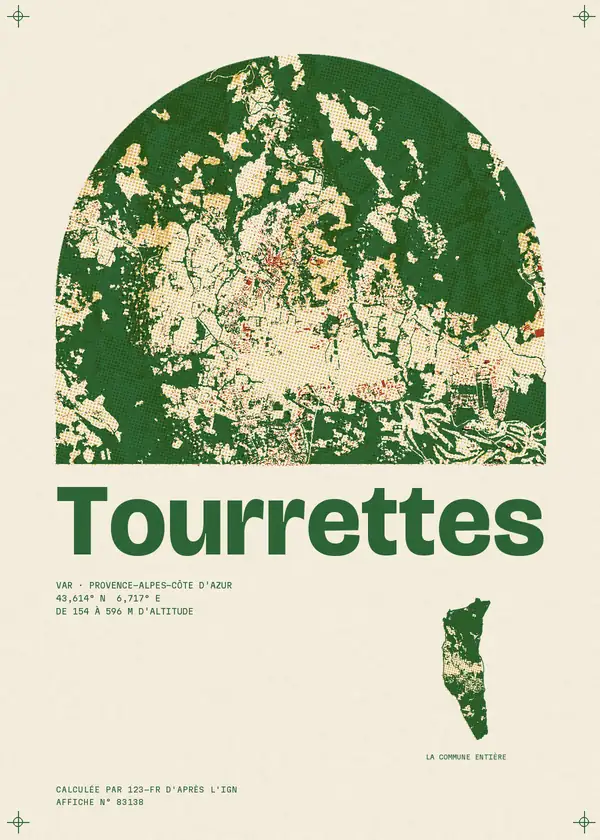 Affiche de Tourrettes, calculée par 123-fr d'après l'IGN