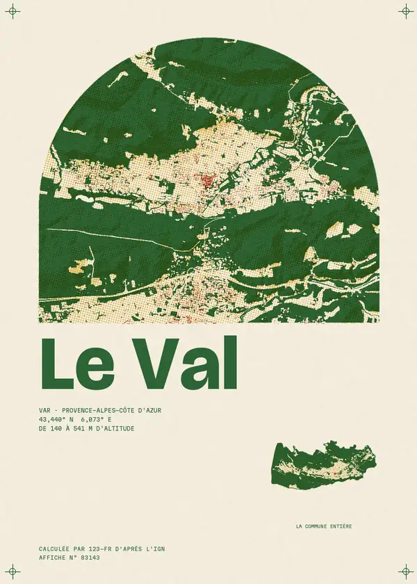 Affiche de Le Val, calculée par 123-fr d'après l'IGN