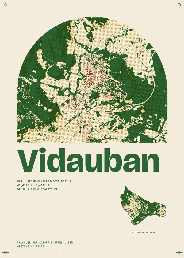 Affiche de Vidauban, calculée par 123-fr d'après l'IGN