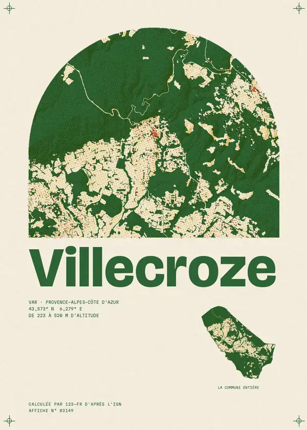 Affiche de Villecroze, calculée par 123-fr d'après l'IGN