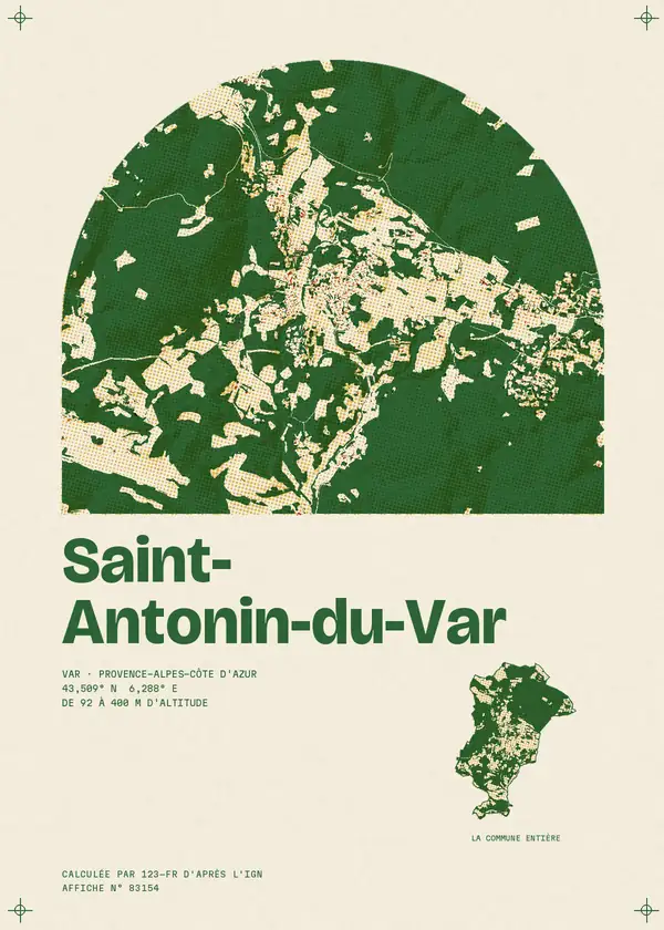Affiche de Saint-Antonin-du-Var, calculée par 123-fr d'après l'IGN