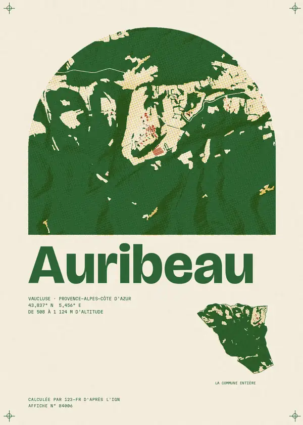 Affiche de Auribeau, calculée par 123-fr d'après l'IGN
