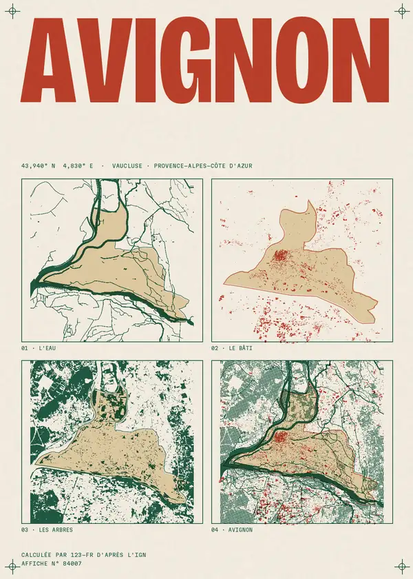 Affiche de Avignon, calculée par 123-fr d'après l'IGN